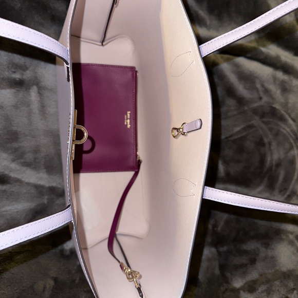 Kate Spade New York crossed grain leather large tote lavender with purple wallet - Picture 6 of 6